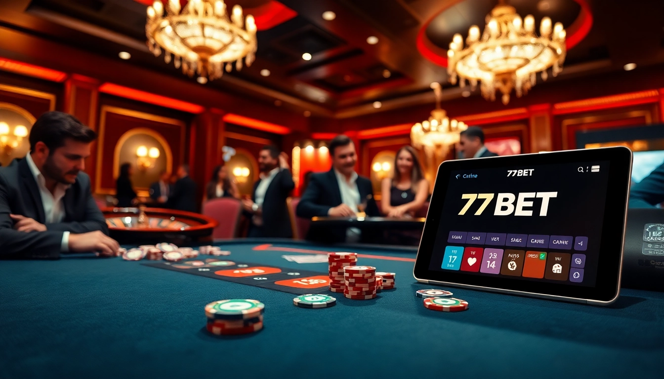 Exciting casino experience featuring 77BET poker and roulette gameplay.